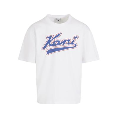 T-Shirt KARL KANI "Karl Kani Varsity Print T-Shirt", Herren, Gr. M, weiß, 100% Baumwolle, bedruckt, normal, Rundhals, Shirts T-Shirt