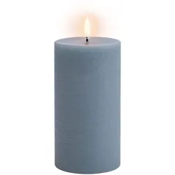 Uyuni LED Stumpenkerze 7,8x15cm rustic hazy blue