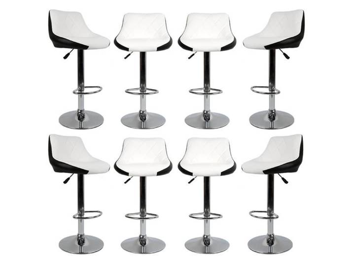 8 x TABOUTRET DE BAR Dossier en sergé Chaise de Bar BLANCHE et Noire Pied en Métal Pivotantes et réglables