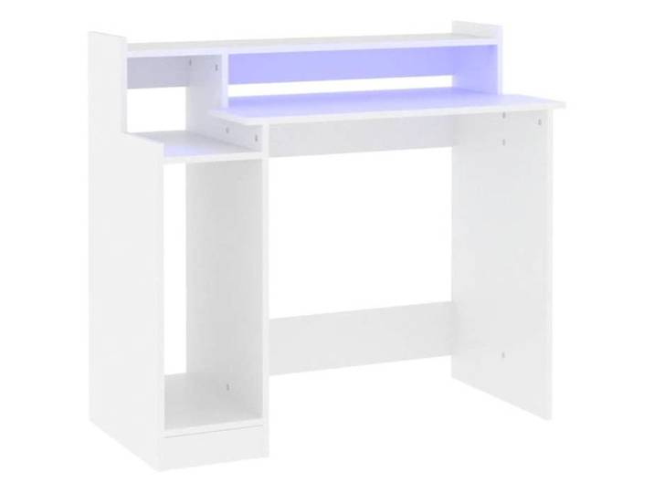 Bureau avec lumières LED Table d'étude - Blanc 97x45x90 cm Bois d'ingénierie CHY5281253