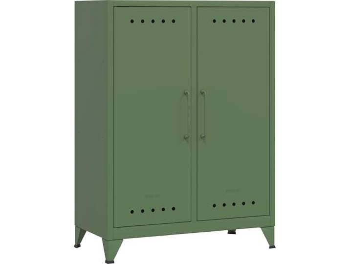 Bisley Fern Middle Sideboard aus Metall Metallschrank im Retro-Instustrial Design in olivgrün