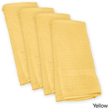 DII Solid Terry Waffle Dishtowel Set of 4