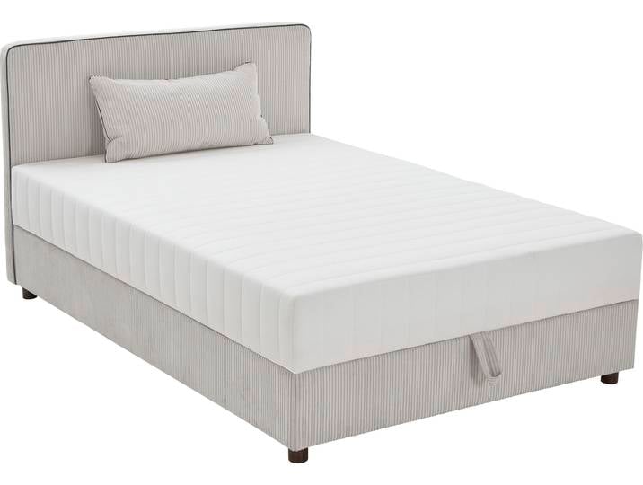 Bett, Hellgrau, 92x210 cm, Cord, Inkl. Stauraum, Modern, Atlantic Home Collection
