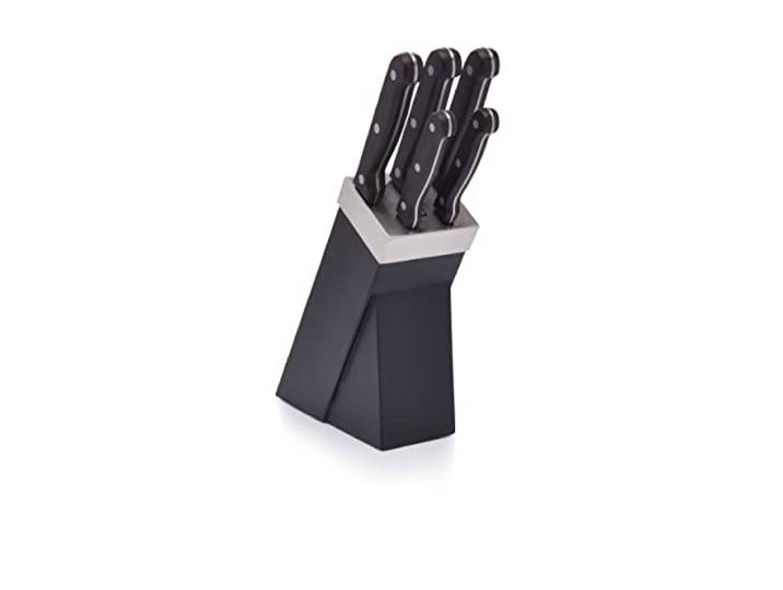 KitchenCraft - 5 Couteaux de Cuisine & Bloc à Couteaux\, Acier Inoxydable\, Noir