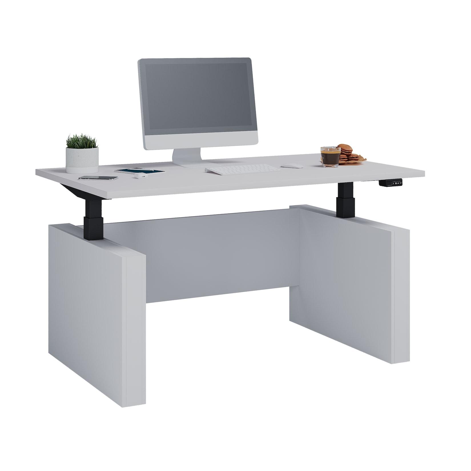 VCM Höhenverstellbarer Schreibtisch, stufenlos 71-120 cm elektrisch höhenverstellbar, Computerisch Maße 140x80, Bürotisch Salia