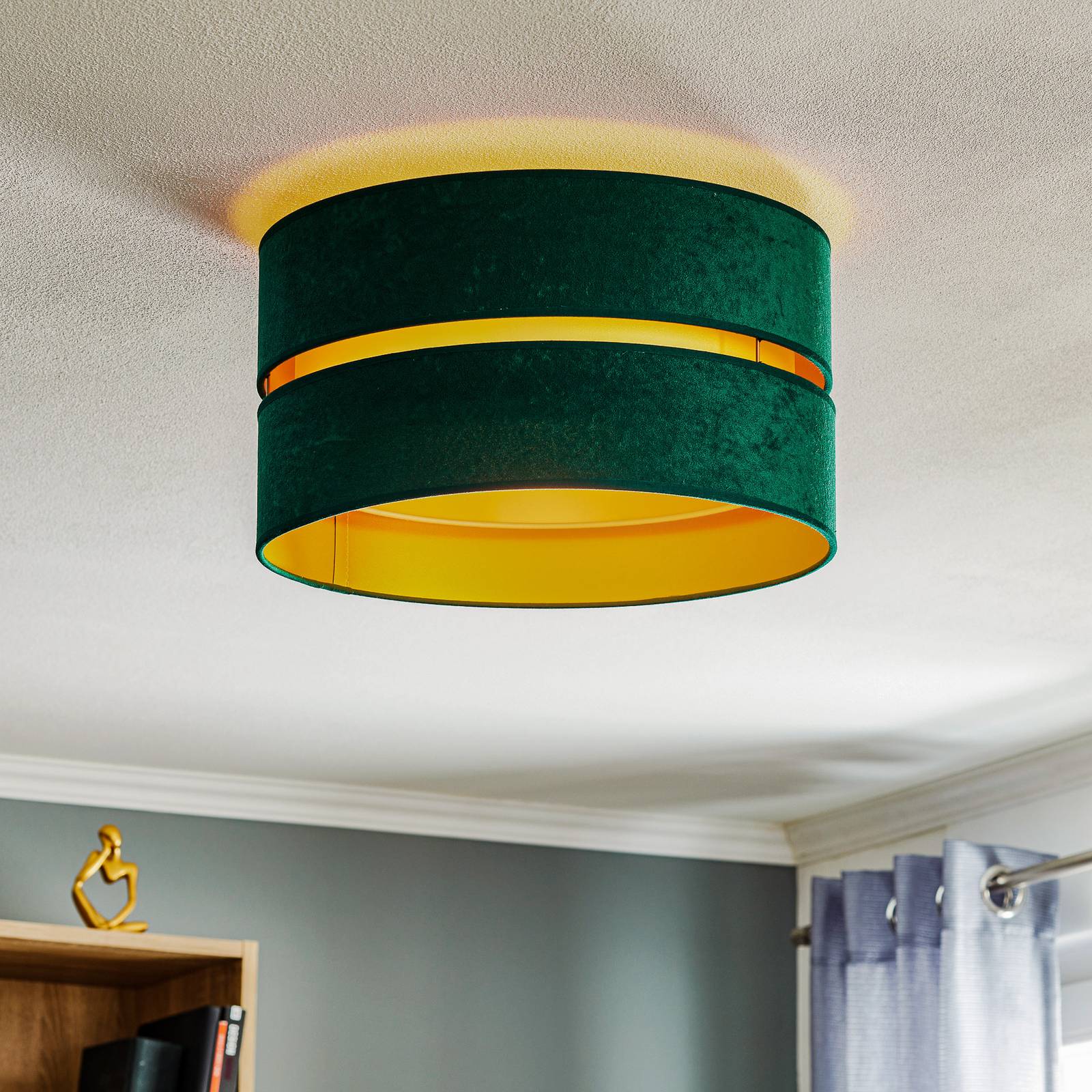 Deckenlampe Duo Duolla, dimmbar, grün, für Wohn- / Esszimmer, Textil / Stoff / Seide, Modern, Deckenlampe