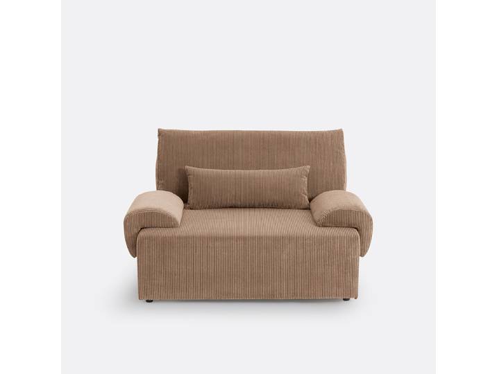 LA REDOUTE Canapé convertible avec coffre, 2 places, velours côtelé moyennes côtes,MAONA Marron Taupe
