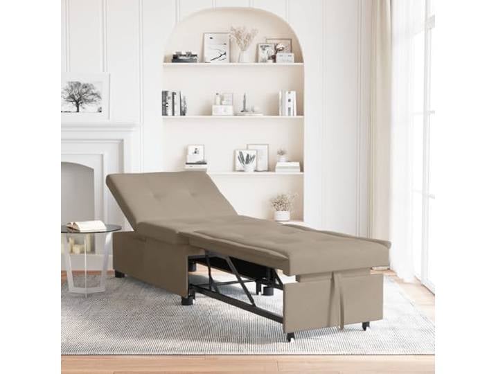 HEFZGDB 3-in-1 Ausziehbares Schlafsofa in Taupe Stoff, Verstellbare Rückenlehne mit DREI Positionen für Sitz- und Liegekomfort, Ausziehbares Bett für Übernachtungsgäste, Kompakte