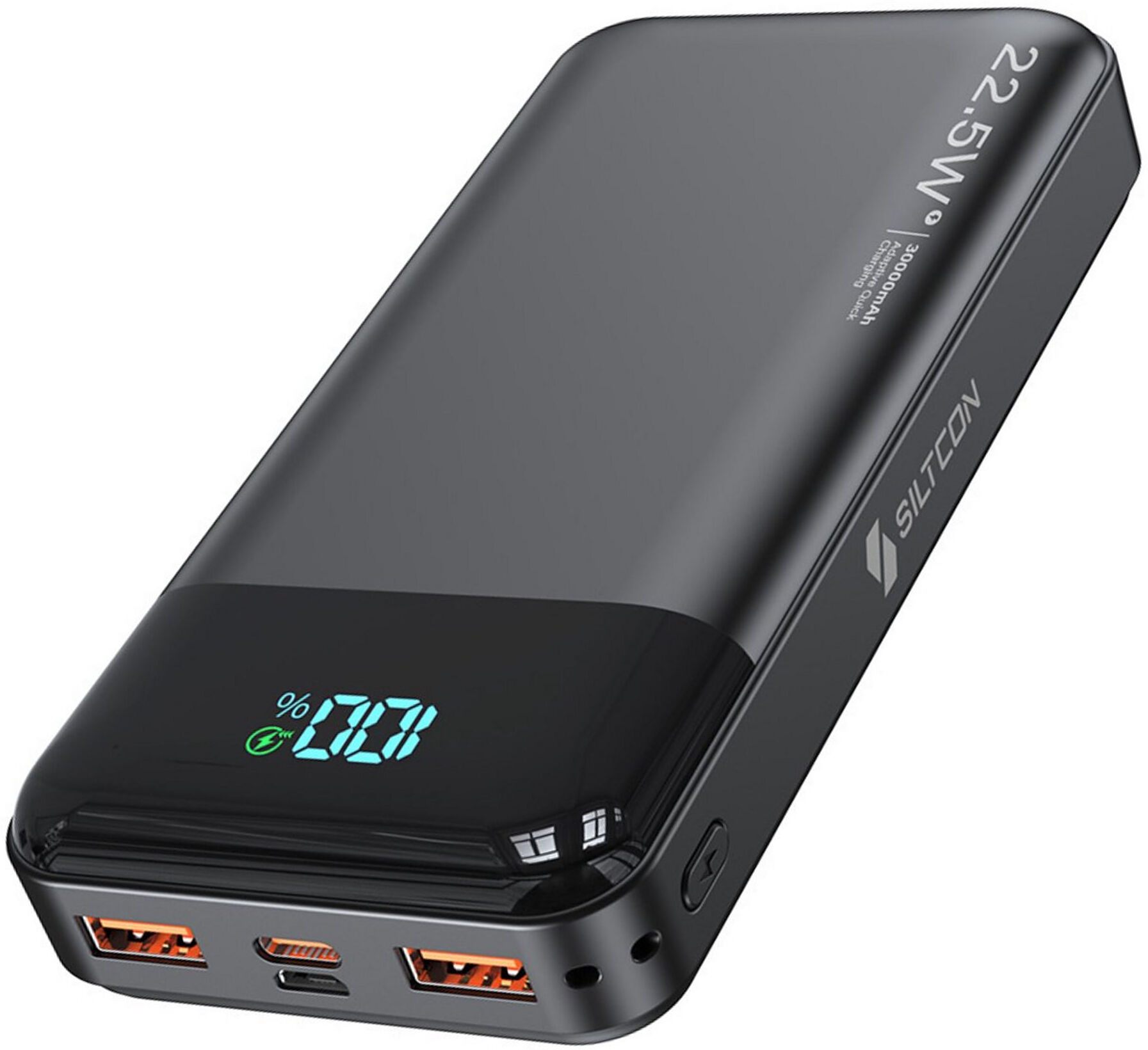 Siltcon® Powerbank 30000mAh – USB-C 22,5W – Schnellladekabel