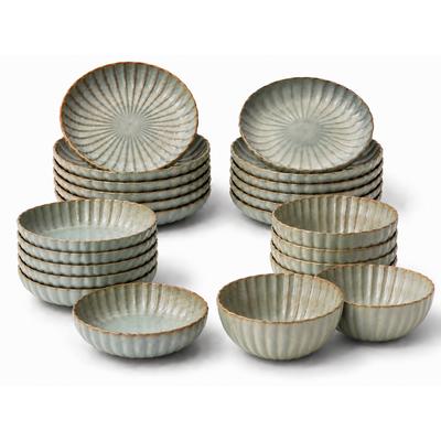 Teller-Set COSY & TRENDY "Astera, Geschirr-Set, 24-tlg.", ozeanblau, 24, Steinzeug, Geschirr-Sets, Steinzeug, für 6 Personen, rund, spülmaschinengeeignet