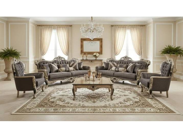 Xlmoebel Polstergarnitur Klassisches Wohnzimmer Set mit 3+3+1+1-Sitzern und Tisch, (Wohnzimmer Set, 5-tlg., 3+3+1+1-Sitzer mit Tisch), Made in Europa