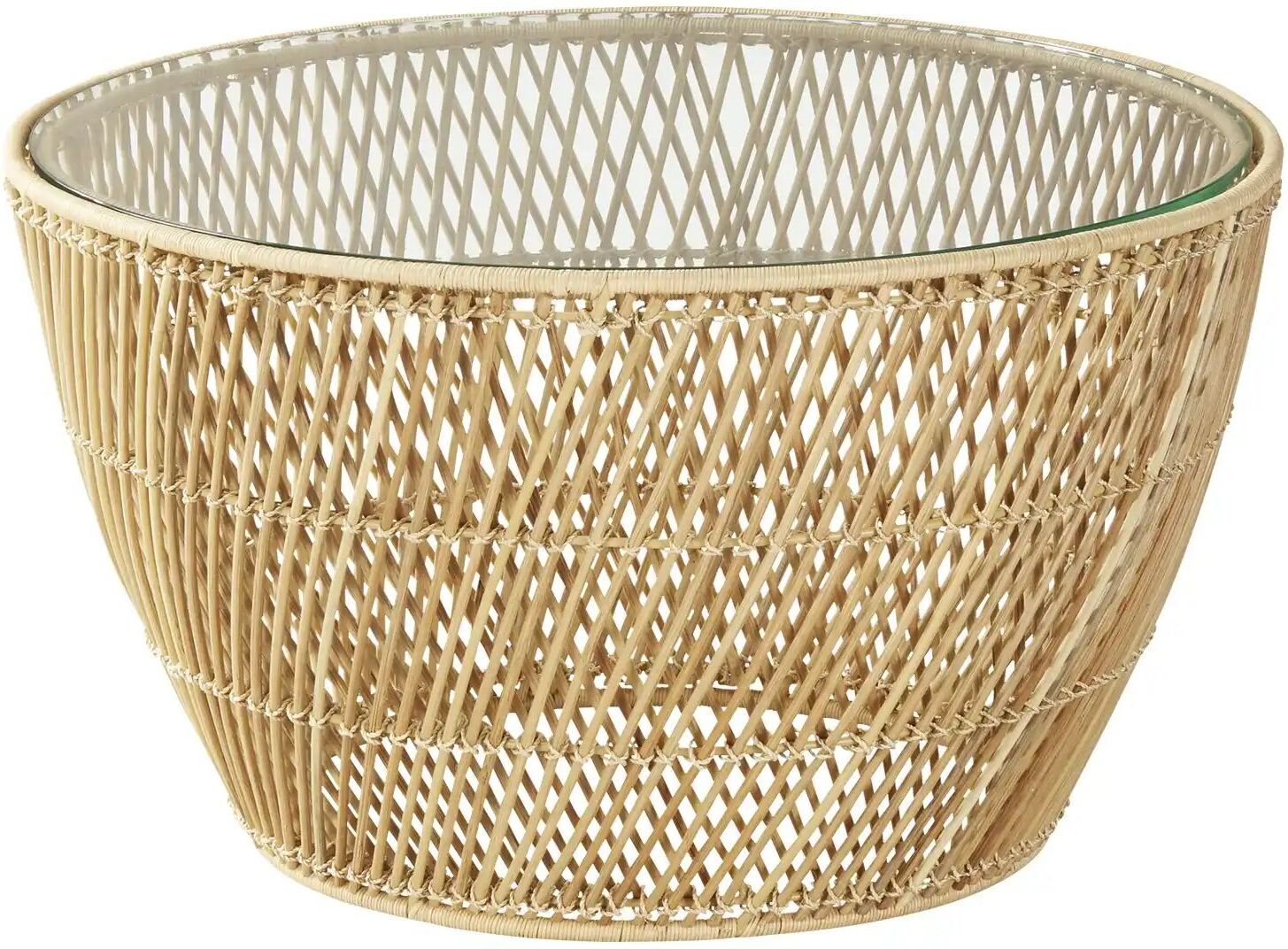 Höffner Couchtisch aus Rattan Filicudi ¦ holzfarben ¦ Maße (cm): H: 41,5  Ø: 74