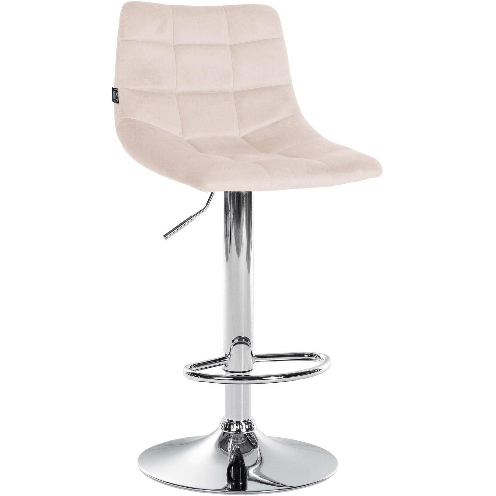 CLP Barhocker Jerry Samt chrom - Farbe: beige, Gestellfarbe: chrom