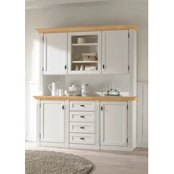 Wehrsdorfer Buffet mit Aufsatz Maisonette Dekor Weiß