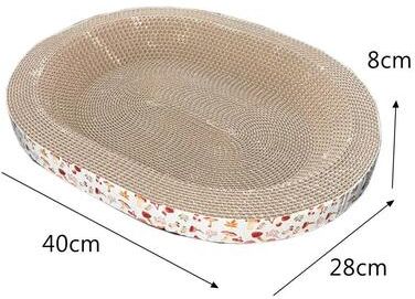Uplifted Finds Oval Corrugated Cat Scratching Board And Nest white Mushroom
