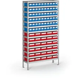 Regal mit Sichtlagerkästen ShelfBox, 2000 x 1000 x 500 mm, 60x Typ C, 30x Typ F