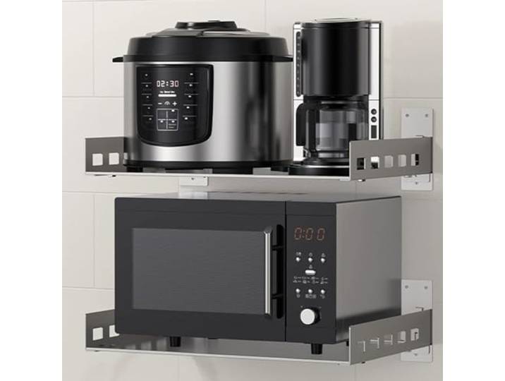 Edelstahl-Wandregal, Mikrowellenherd-Halterung,Robustes Küchen-Aufbewahrungsregal für den gewerblichen oder privaten Gebrauch Multifunktionales Lagerregal für Toaster-Gewürzständer