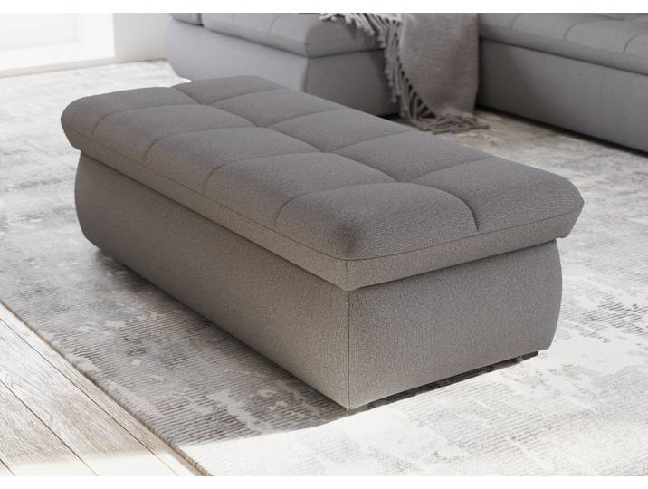 Polsterhocker DOMO COLLECTION MORIC 136x64 cm, praktisch und komfortabel , grau (dunkelgrau), B:136cm H:43cm T:64cm, 95%Polyester, 5% Polyamid, Hocker, Polsterhocker, inklusive Stauraum