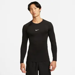 NIKE Pro Dri-FIT Tight langarm Funktionsshirt Herren 010 - black/white XL