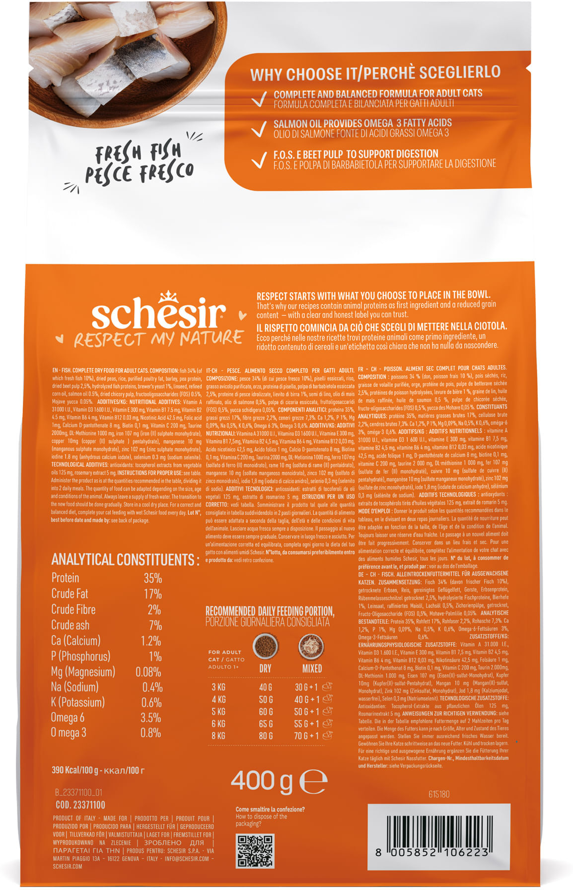 Schesir Cat Adult Monoprotein Pesce 400GR