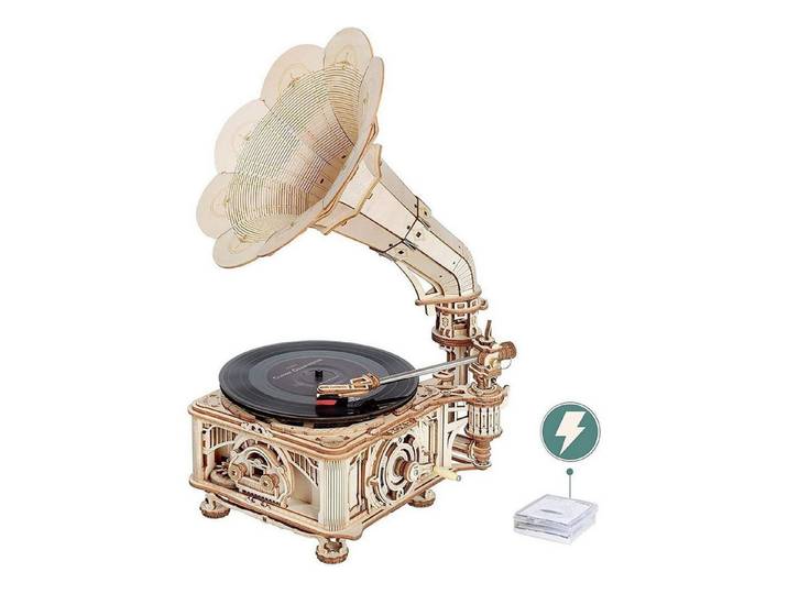 LuxusKollektion 3D-Puzzle 3D Holzpuzzle Grammophon Modellbausatz Automatischer Manueller Modus, Puzzleteile