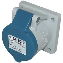 Mennekes CEE, 3-pol , Kunststoff-, Schraubkontakt-Einbaubuchse, vernickelte(r) Kontakt(e), gerade, max. 2,5 mm2, blau
