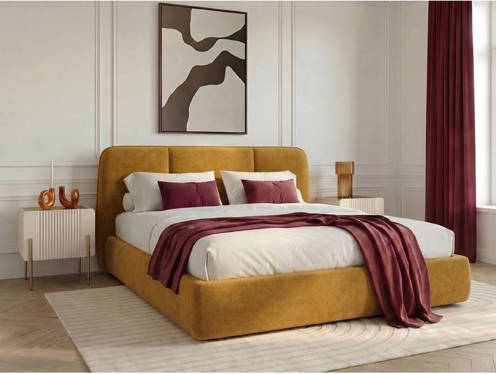 Lit coffre électrique MOONA velours lisse 180x200