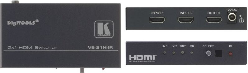 Kramer Electronics VS-21H-IR, HDMI, Grau, 6,75 Gbit/s, IR, 300 g, 120 x 71,5 x 27,6 mm