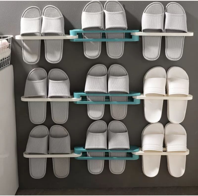 INF Support à Pantoufles Mural Sans Perçage - Organisateur de Salle de Bain Gain de Place Beige