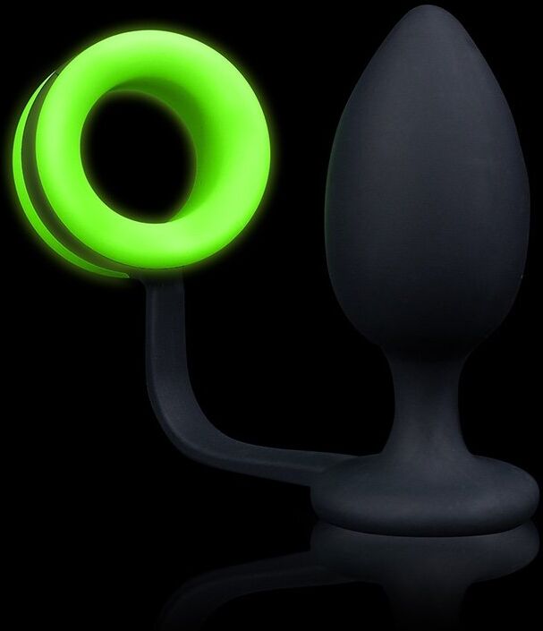 Ouch Fluo Plug avec Cock Ring - Neon Green/Black
