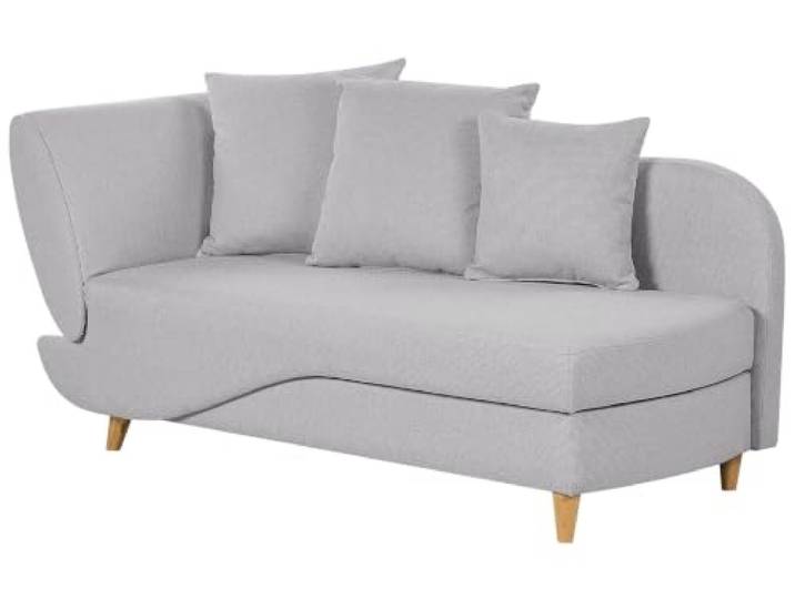 Beliani Linksseitige Chaiselongue Hellgrau Kunstleinen Minimalistisch Stoff, Grau, Abgesenkt, Schaumstoff-Füllung, Elastische Gurtbänder, Sitzhöhe 40 cm, Belastbarkeit 260 kg, 155 x 69 x 76 cm