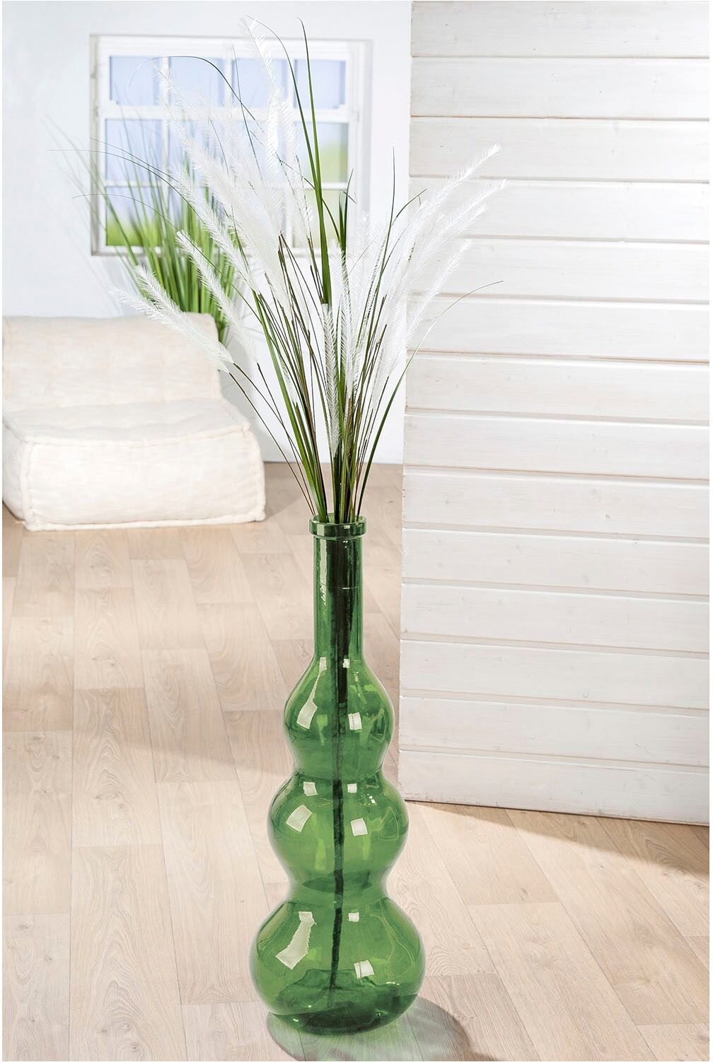 Bodenvase GILDE "Bodenvase bauchig "Balleros" grün", grün, B:26,5cm H:75cm T:26,5cm Ø:26,5cm, Glas, Vasen, Bodenvase grün B/H/T: 26,5cm x 75cm x 26,5cm Ø 26,5cm