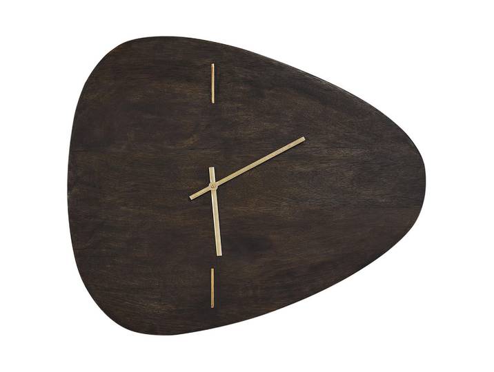 Beliani Wanduhr Mango Holz schwarz Loktak, Schwarz, Stadtarchitektur, 56x47x1.5 cm, Dekoration, Uhren, Wanduhren