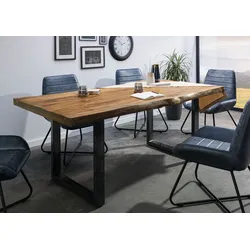 Baumtisch Mango 180x90x77 natur lackiert / U-Beine anthrazit glänzend FREEFORM 5