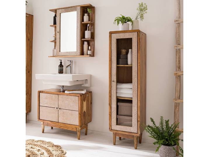 Massif Armoire colonne 38 x 137 x 30cm Marron/Acacia