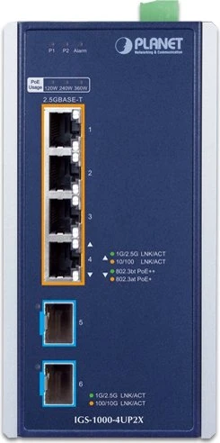Planet Technology Industrial 4-Port PoE++ Switch IGS-1000-4UP2X