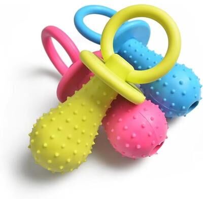 Inspired Finds Interactive Rubber Pacifier Dog Toy Elastic Chew Toy For Teeth Cleaning blue 5.91x1.77in