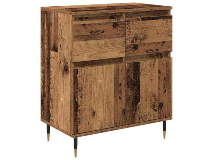 Favemtsl Altholz Sideboard 60 x 35 x 70 cm aus Verbundholz und Eisen Modernes Design mit 2 Türen und Schublade Robuste Beine 60 kg belastbar für Wohnzimmer Flur Schlafzimmer