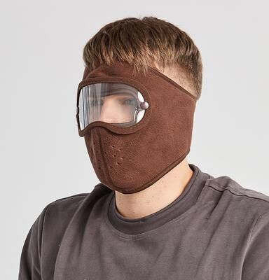 Perfect Picks Market Winter Windproof Full Face Mask With Anti Dust Shield And Anti Fog Goggles For Cycling & Skiing brown
