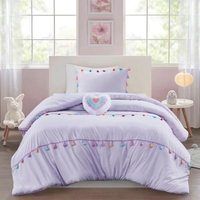 Intelligent Design Kids Tessa Tassel Comforter Set with Heart Shaped Throw Pillow