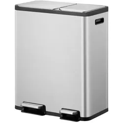 Mülltrennsystem EKO EcoCasa 30 + 20 L Matt Edelstahl rechteckiger Treteimer mit 2 Inneneimern