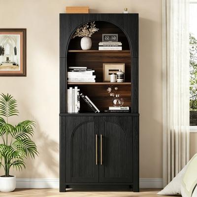 Farmhouse 6 Cube Bookshelf With 3 Doors, Wood Bookcase With Storage, Horizontal Cubby Organizer Shelf