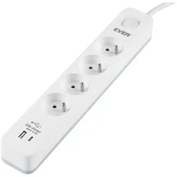 Ever, Steckdosenleiste, Listwa Antyprzepięciowa Protect 4pl 1a1c 1 5m (4x, CEE 7/3, USB-A, 1.50 m)