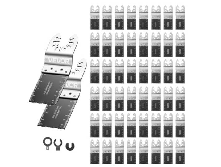 VEVOR Lame Scie Oscillante Lot de 50 Lame Outil Multifonction en Bimétal\, pour Outil Oscillant\, Clous\, Métal Tendre\, Bois\, Universelle Compatible avec Dewalt\, Milwaukee\, Bosch\, Ryobi\, Change Rapide