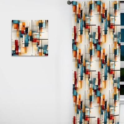 DESIGN ART "Designart ""Urban Mosaic I"" Abstract Geometric Curtain - Room Darkening Geometric Shapes Curtain - 1 Panel"