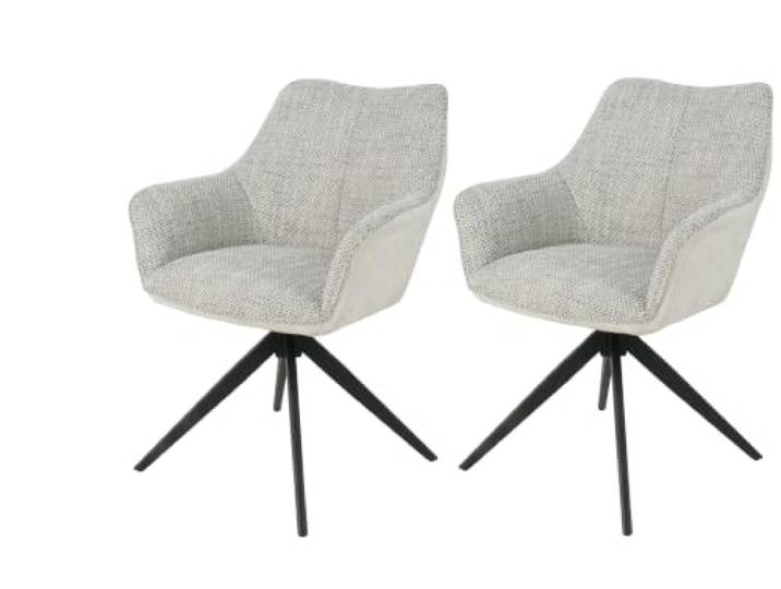 Hela Tische 2er Set Mura Sessel Materialmix Grau/Vintage Creme, drehbar, mit Wippfunktion