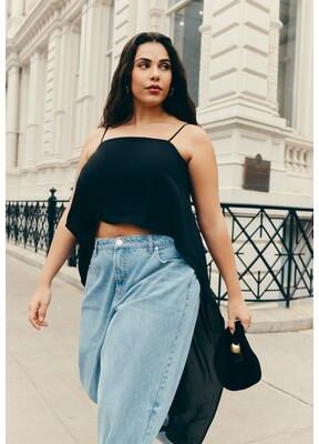 Plus Size Women's Cascading Crop Top by ELOQUII in Black (Size 28)