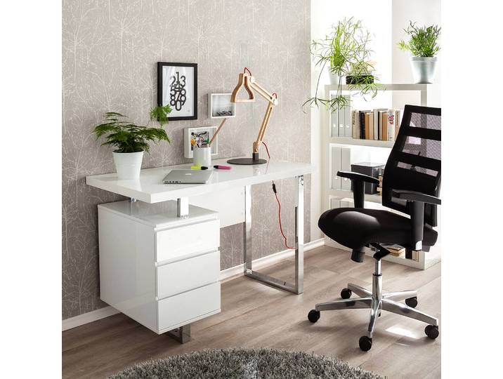 Bureau II 115 x 76 x 60cm Blanc/Blanc brillant