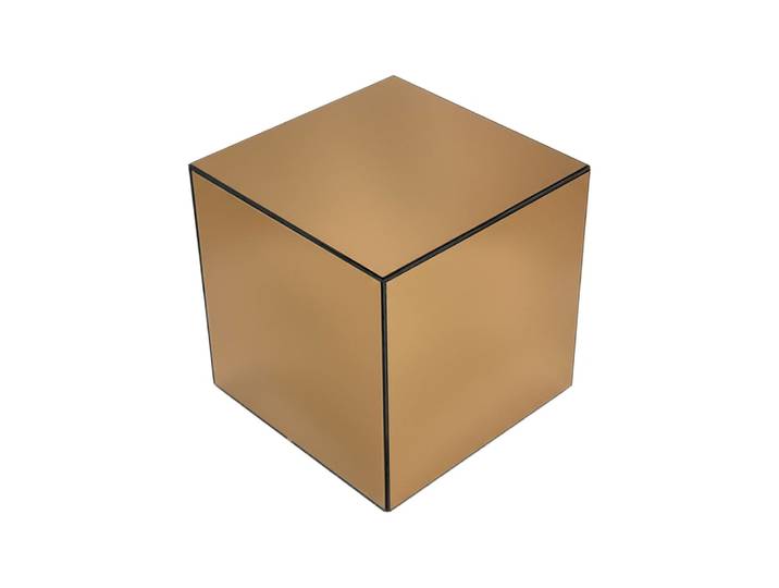 Table d'appoint cubique miroir ambre 35cm