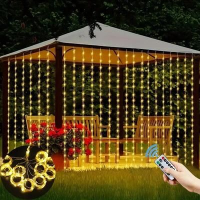 Uplift Picks USB LED Curtain String Lights With Remote For Holiday Decor warm usb 3mx2m 200 Led
